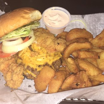 Sawmill Bar And Grill - Chicken finger burger wit dose onion tings - Pizza Near Me - Millinocket, Maine Sawmill Bar And Grill - Chicken finger burger wit dose onion tings - Pizza Near Me - Millinocket, Maine