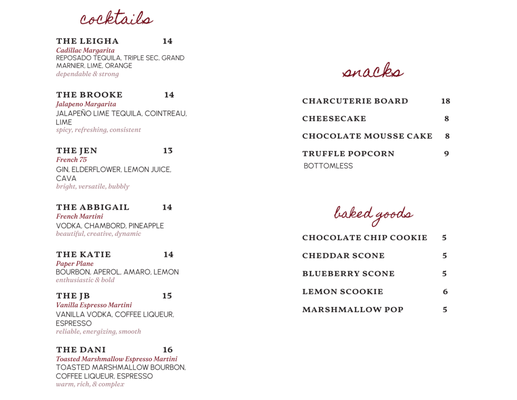 Menu photo 3 Chapter Book Lounge Noblesville, IN