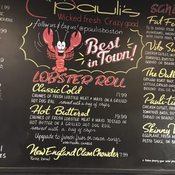 Pauli's - Menu sign - Sandwiches Near Me - Boston, Massachusetts