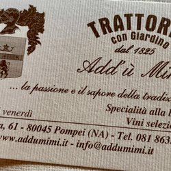Add'u' Mimi' - Roberto's business card...fabulous place to eat while in Pompeii