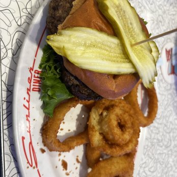Sunliner Diner - Double Burger with onion rings - Diners Near Me - Pigeon Forge, Tennessee Sunliner Diner - Double Burger with onion rings - Diners Near Me - Pigeon Forge, Tennessee