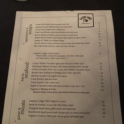Daphne Lodge Restaurant - Here is an updated menu since new owners took over.
