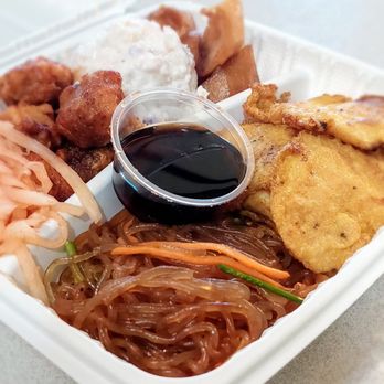 Mama Woo's BBQ - Fish Jun plate with 5 sides - Korean Near Me - Honolulu, Hawaii
