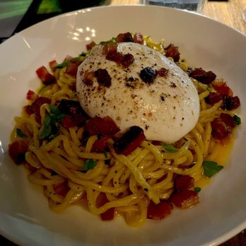 Suprema Provisions - Burrata Carbonara - Italian Near Me - New York, New York Suprema Provisions - Burrata Carbonara - Italian Near Me - New York, New York