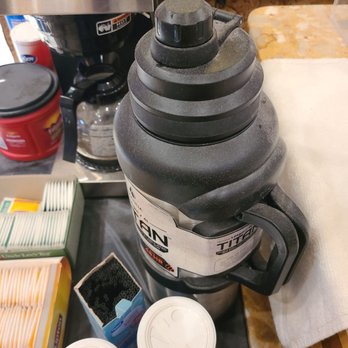 Upscale Nail Spa - Coffee machine full of dust just like everything else in this establishment. - Nail Salons Near Me - Haslet, Texas