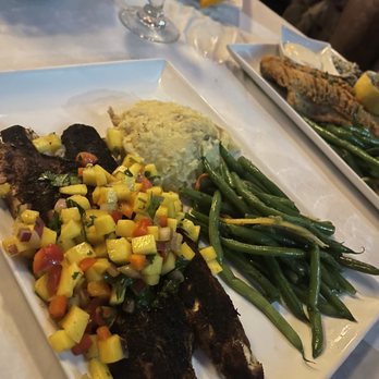 Downtown Louie's - Special: Branzino with mango salsa, vegetables. Came with mashed potatoes though the menu said rice lol - American Near Me - Detroit, Michigan Downtown Louie's - Special: Branzino with mango salsa, vegetables. Came with mashed potatoes though the menu said rice lol - American Near Me - Detroit, Michigan