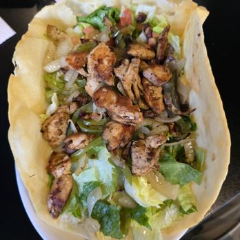 Bout Time Pub & Grub - Fajita salad with dressings on the side. Can be ordered with chicken, steak or taco meat - Pubs Near Me - Bluffdale, Utah Bout Time Pub & Grub - Fajita salad with dressings on the side. Can be ordered with chicken, steak or taco meat - Pubs Near Me - Bluffdale, Utah