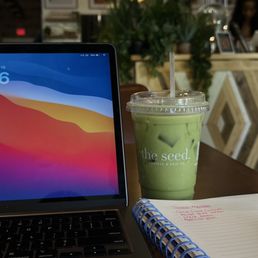 Working with my morning lavender matcha