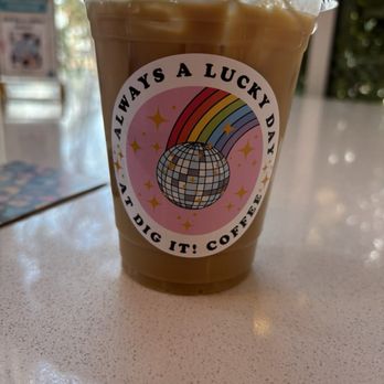 Dig it Coffee - Luck of the Irish Latte (Pistachio + White Chocolate) with almond milk. - Coffee & Tea Near Me - Las Vegas, Nevada