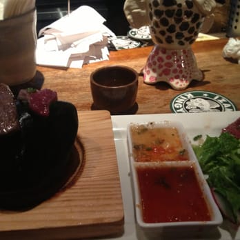 Kingyo - Just cooking some filet mignon on a rock! - Japanese Near Me - Vancouver, British Columbia