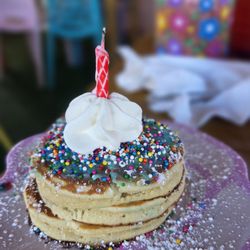 Blessings Cafe - 3 mini pancakes, sprinkles and a birthday candle. The pancakes were really tasty.