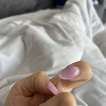 ESSENTIAL NAIL BAR - So thick (you can tell from the side) multiple broken nails... twice. - Nail Salons Near Me - Birmingham, Michigan