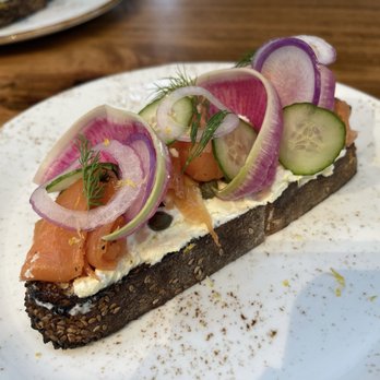 Sand Hill Kitchen - Salmon toast - New American Near Me - Menlo Park, California Sand Hill Kitchen - Salmon toast - New American Near Me - Menlo Park, California