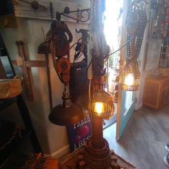 The Rustic Diamond - Interior with the Steam Punk one of a kind lamps - Antiques Near Me - Morro Bay, California