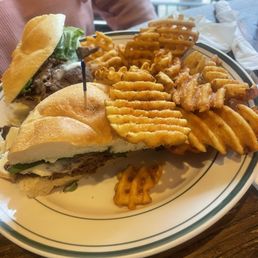 Steak and cheese with waffle fries