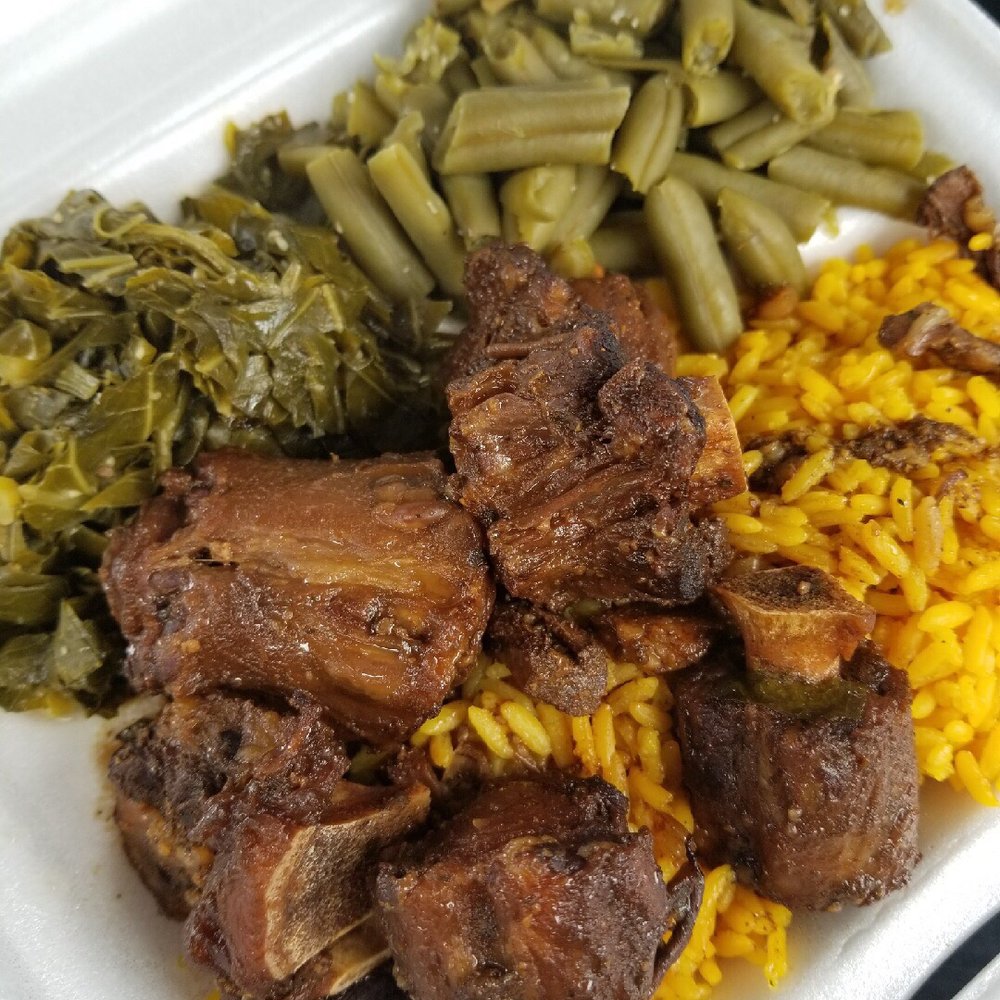 Brother and Sisters BBQ Pit - Oxtails, Collard Greens, Green Beans and Yellow Rice. Oxtails so good and will fall off the bone! Splendid!! My first time tasting oxtails - Barbeque Near Me - Miami, Florida Brother and Sisters BBQ Pit - Oxtails, Collard Greens, Green Beans and Yellow Rice. Oxtails so good and will fall off the bone! Splendid!! My first time tasting oxtails - Barbeque Near Me - Miami, Florida