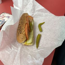 Josh's Hot Dogs - A dog dragged through the garden.
