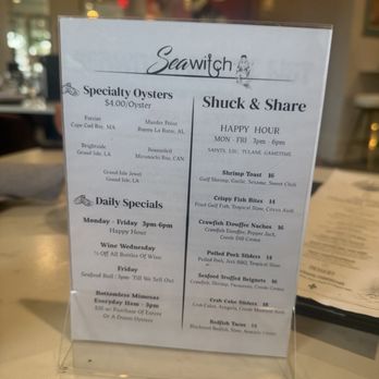 Seawitch - Oyster menu - Seafood Near Me - New Orleans, Louisiana Seawitch - Oyster menu - Seafood Near Me - New Orleans, Louisiana