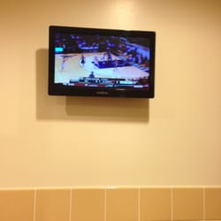 Fresh Brothers Pizza Santa Monica - TV in restroom. Slick!