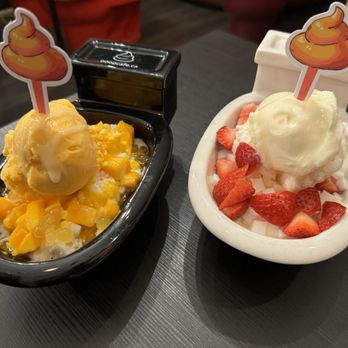 Poop Cafe - Korean Snow Bing-Poo (Mango and Lychee) - Desserts Near Me - Toronto, Ontario