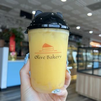 Olive Bakery - Mango Yakult with Lychee Jelly - Bubble Tea Near Me - University City, Missouri Olive Bakery - Mango Yakult with Lychee Jelly - Bubble Tea Near Me - University City, Missouri
