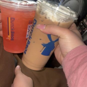 Dutch Bros Coffee - I got a Flap Jack Mocha & he got a Strawberry Lemonade - Juice Bars & Smoothies Near Me - Oceanside, California