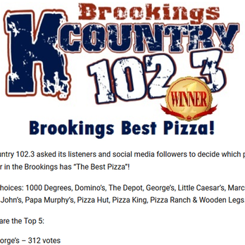 George's Pizza - https://www.kcountry102.com/brookings-best-pizza/ - Pizza Near Me - Brookings, South Dakota