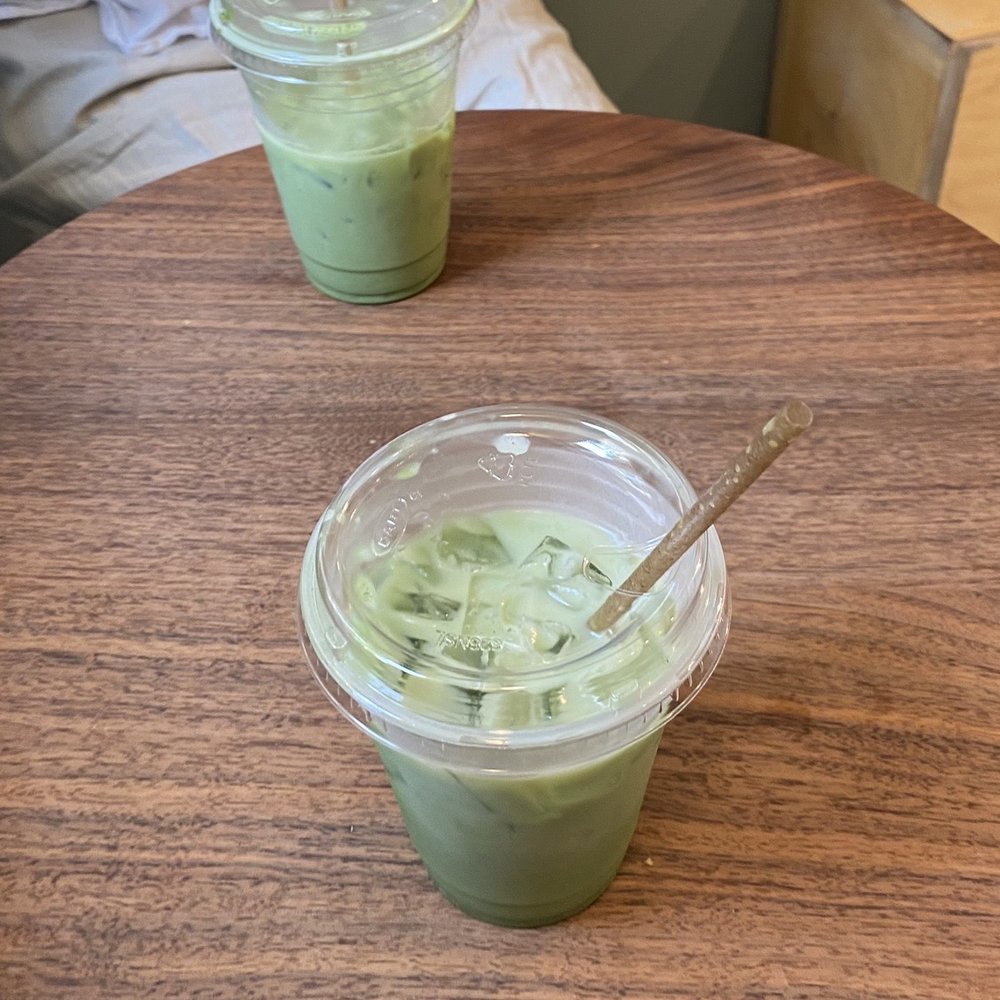 Matcha latte with macadamia milk Matcha latte with macadamia milk