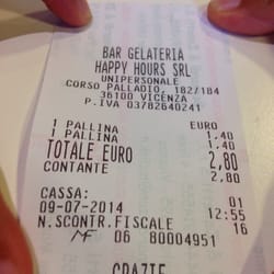 Bar Gelateria Happy Hours - The cost of two small gelatos.