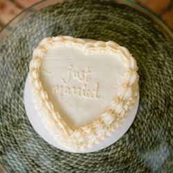 Peace of Cake Kitchen - Custom vintage style heart shaped cake for an intimate wedding in Naples, Florida