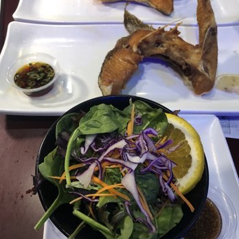 Sushi Damu - Salad, Yellowtail Collar and Salmon Collar. - Sushi Bars Near Me - Tustin, California Sushi Damu - Salad, Yellowtail Collar and Salmon Collar. - Sushi Bars Near Me - Tustin, California