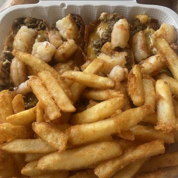 The Saucy Hut - Steak and shrimp egg roll with fries - American Near Me - Oakland, California