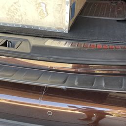 Part of crate with metal edges  and bumper