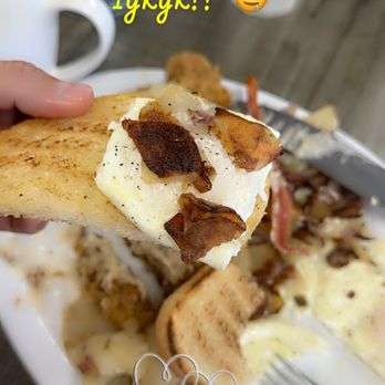 Breakfast Shack - Ifykyk! Egg yolk on sourdough toast with bacon for one bite! - Breakfast & Brunch Near Me - Redlands, California