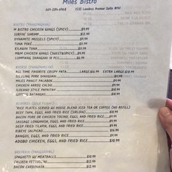 Miles Bistro - Menu 1 of 2 (as of June 17, 2018)