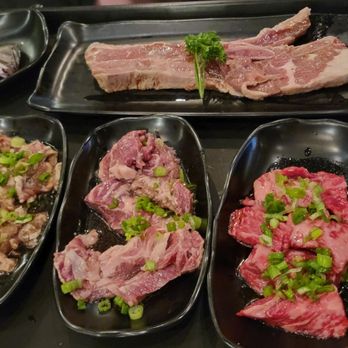 Grill Nine - Assorted marinated meats. The marbeling was off the charts. - Korean Near Me - Las Vegas, Nevada