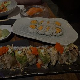 Salmon Nigiri Shrimp and Crab Roll Who's Your Daddy Roll (lol) Salmon Nigiri Shrimp and Crab Roll Who's Your Daddy Roll (lol)