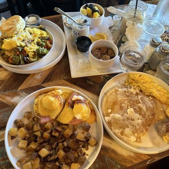 Barn 34 - Top left: chefs special Top right: yogurt parfait Bottom left: eggs Benedict with a side of home fries Bottom right: little fisherman - Bars Near Me - Ocean City, Maryland Barn 34 - Top left: chefs special Top right: yogurt parfait Bottom left: eggs Benedict with a side of home fries Bottom right: little fisherman - Bars Near Me - Ocean City, Maryland
