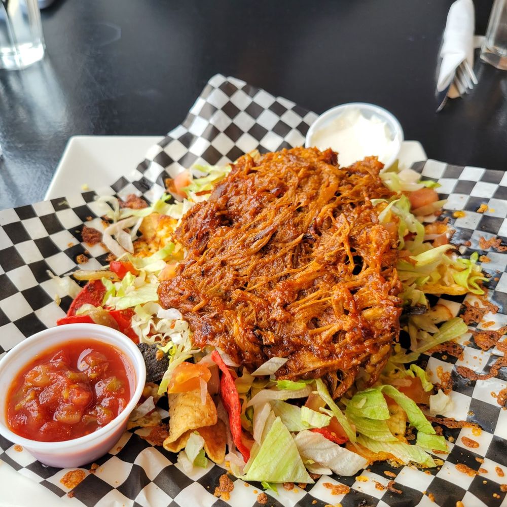 The Black Wolf Smokehouse - Half order nachos with pulled pork (additional $5) - Smokehouse Near Me - Orangeville, Ontario