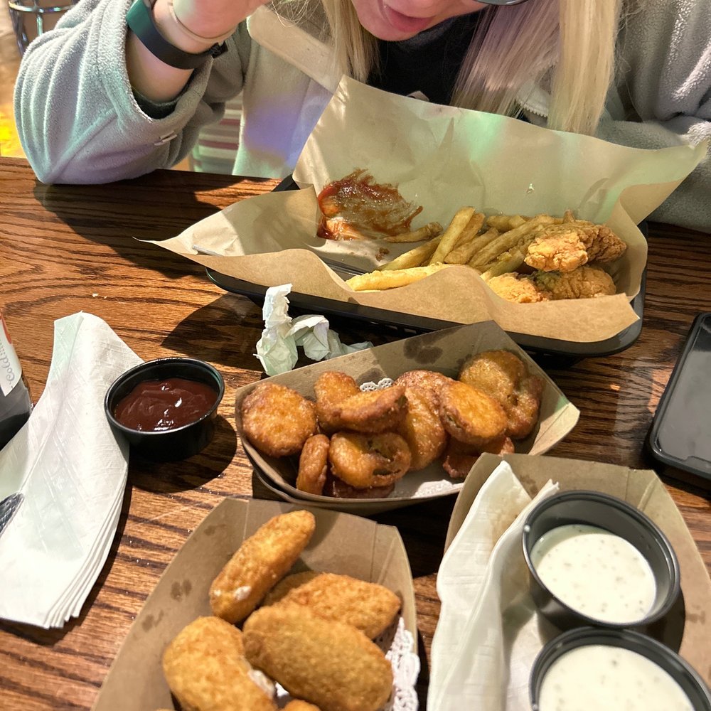 River City Drafthouse - We got a salmon/avocado sushi roll, jalapeño poppers, fried pickles and chicken strips w fries. - New American Near Me - Louisville, Kentucky River City Drafthouse - We got a salmon/avocado sushi roll, jalapeño poppers, fried pickles and chicken strips w fries. - New American Near Me - Louisville, Kentucky