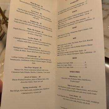 Rania - Drink menu spring 2026 - Wine Bars Near Me - Washington, DC, District of Columbia