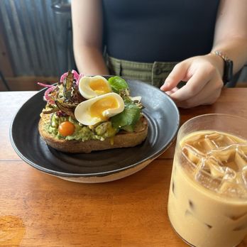 Bella Luna - Avocado toast on sourdough and iced latte - get this it's the BEST - Cafes Near Me - Alpharetta, Georgia Bella Luna - Avocado toast on sourdough and iced latte - get this it's the BEST - Cafes Near Me - Alpharetta, Georgia