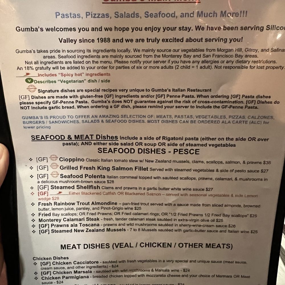 Gumba's Italian Restaurant - Menu - Pizza Near Me - Sunnyvale, California