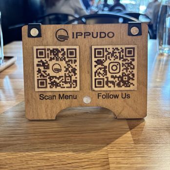 Ippudo Culver City - Carved wood QR codes - Ramen Near Me - Culver City, California Ippudo Culver City - Carved wood QR codes - Ramen Near Me - Culver City, California