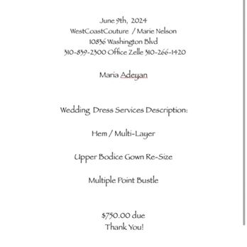 West Coast Couture - This is apparently "the contract" - Sewing & Alterations Near Me - Culver City, California