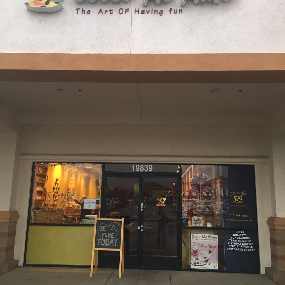 Color Me Mine - FUN time: Front entrance to Color Me Mine - the art of having fun - Paint-Your-Own Pottery Near Me - Porter Ranch, California Color Me Mine - FUN time: Front entrance to Color Me Mine - the art of having fun - Paint-Your-Own Pottery Near Me - Porter Ranch, California