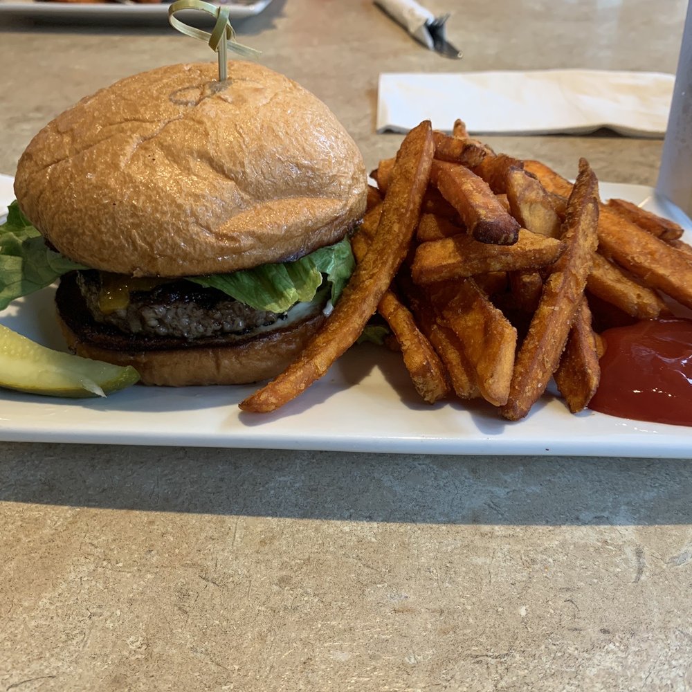 Meadowmeer Grill - Burger with sweet potato fries! - American Near Me - Bainbridge Island, Washington Meadowmeer Grill - Burger with sweet potato fries! - American Near Me - Bainbridge Island, Washington