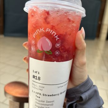 Pink Pink Tea Shoppe - Strawberry Green Tea - Bubble Tea Near Me - San Mateo, California