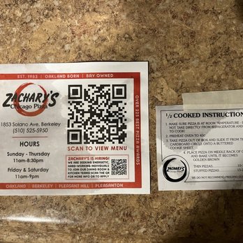 Zachary's Chicago Pizza - Instructions - Pizza Near Me - Berkeley, California