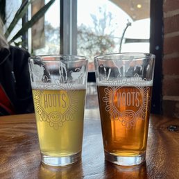 Mc Juicy IPA on left and Gashopper IPA on right Mc Juicy IPA on left and Gashopper IPA on right